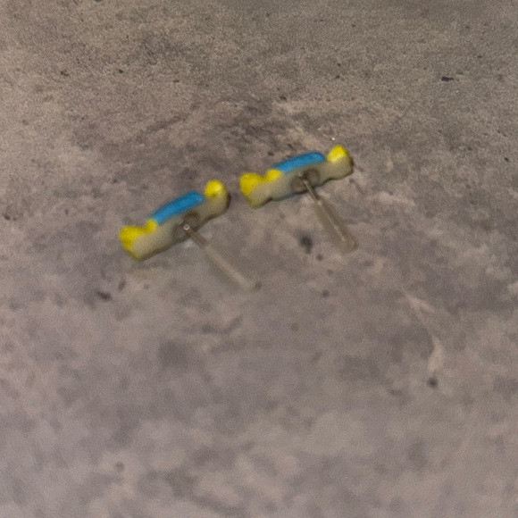 Mini jolly ranch candy earrings ;) blue & yellow wrapper mini candy earrings - Picture 3 of 3